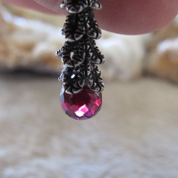 Vintage Barbara Bixby sterling, gold and garnet earrings - Picture 4 of 8